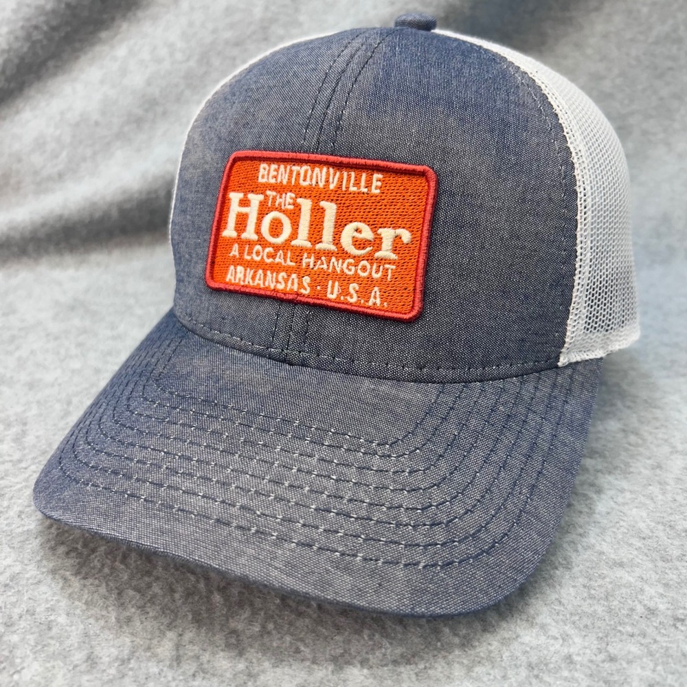 The Holler Bentonville Mens Blue Outdoor Cap Trucker Hat Mesh Snapback OSFM